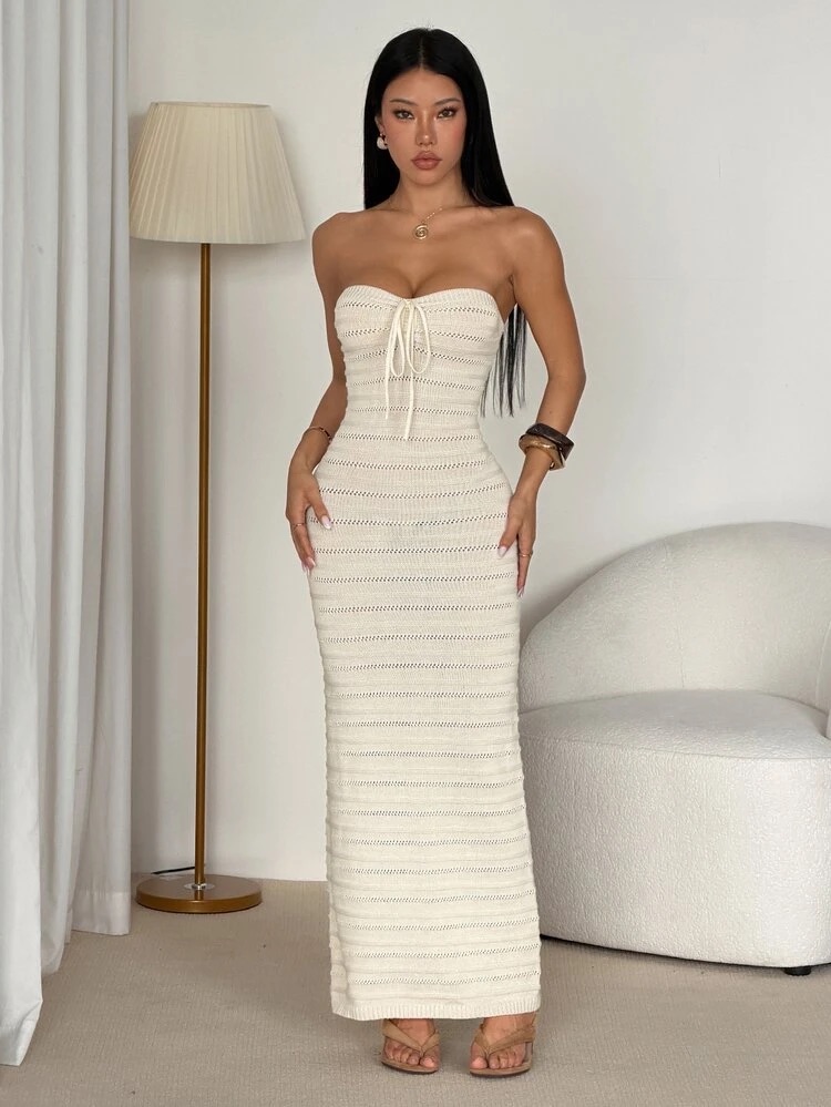 Vestido de tubo de mujer hecho a mano de ganchillo, romántico, para, foto 7