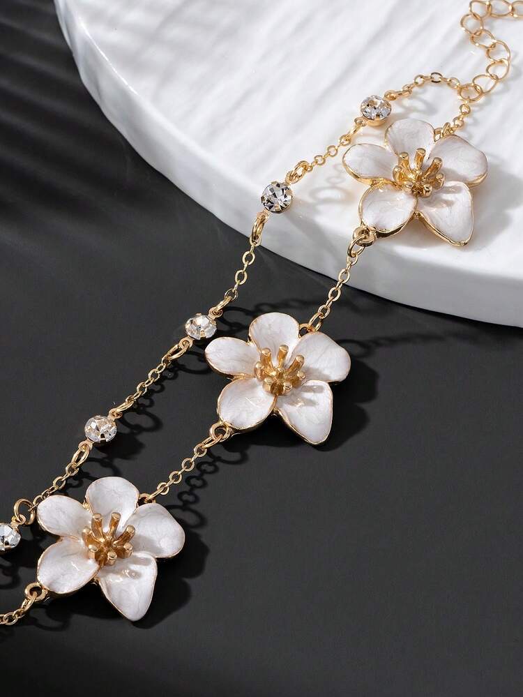 1 pieza Pulsera de flor de huevo de doble capa elegante y blanca con estilo de v, foto 3