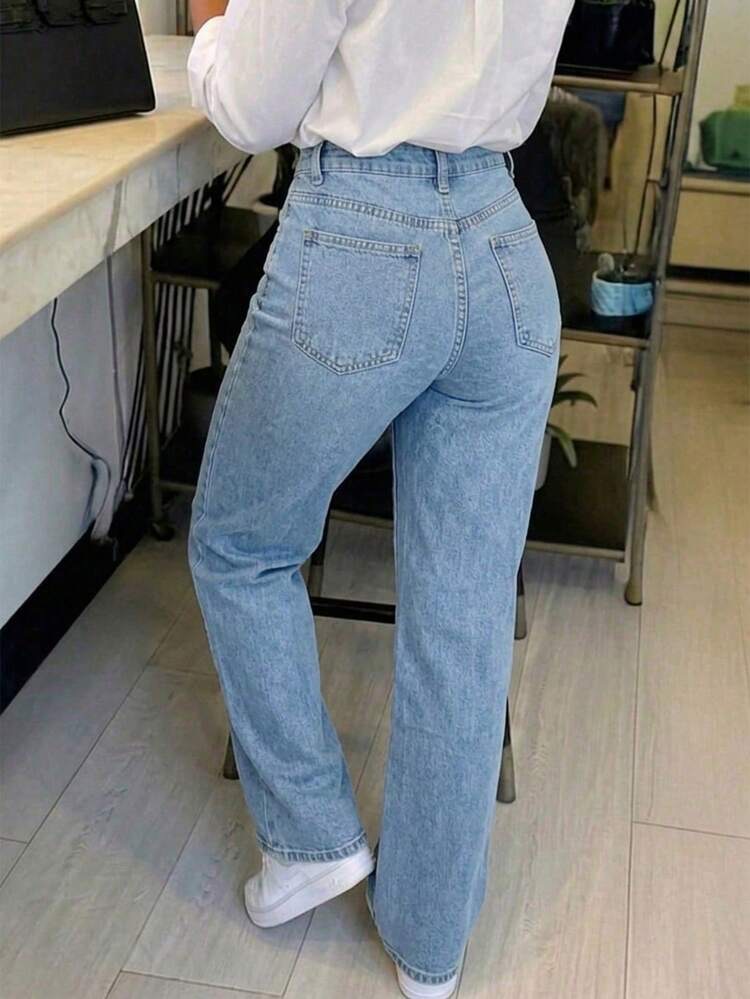 Jeans rectos casuales lavados para mujer, otoño, foto 3
