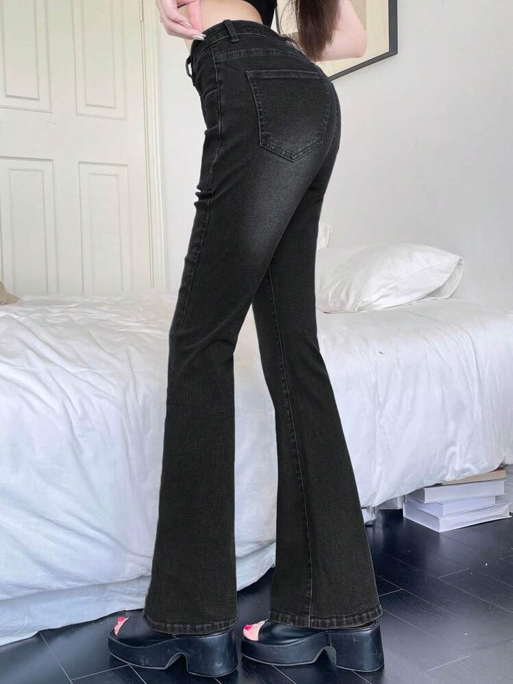 Vaqueros Acampanados De Talle Medio Para Mujer Con Cintura Normal, foto 4