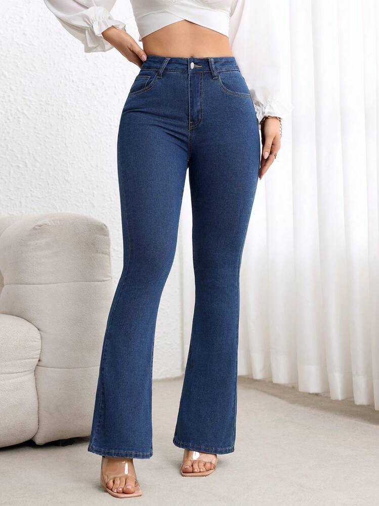 Jeans de mezclilla casual con bolsillo frontal y cierre de botones, para, foto 4