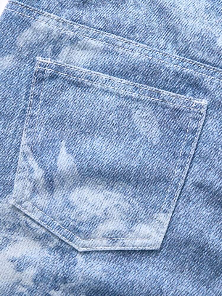 Jeans de pierna ancha con bolsillo inclinado y estampado de ángel para, foto 4