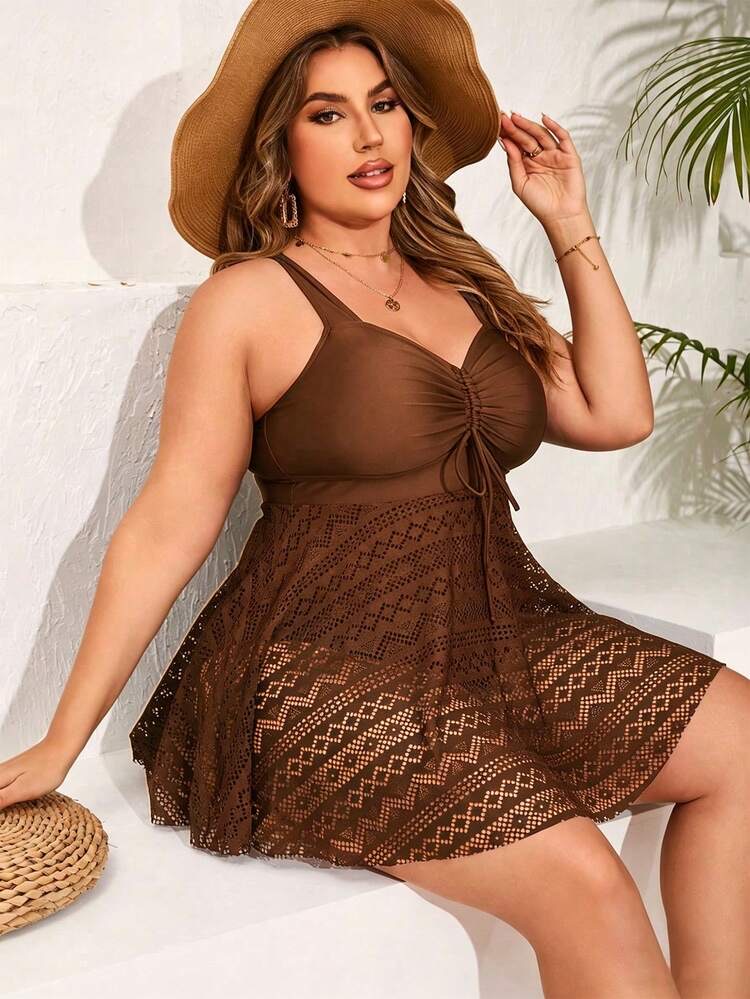 Curve Traje de baño de una pieza para mujer talla grande de unicolor,, foto 5