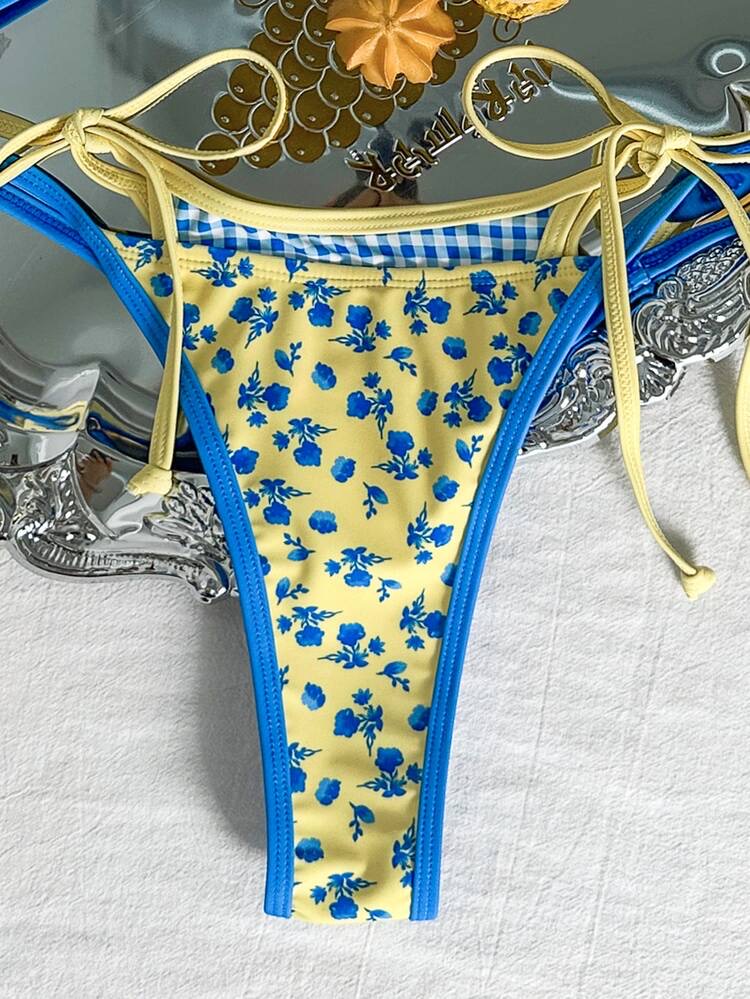 Conjunto de traje de baño sexy 2 en 1 para mujer con estampado amarill, foto 6