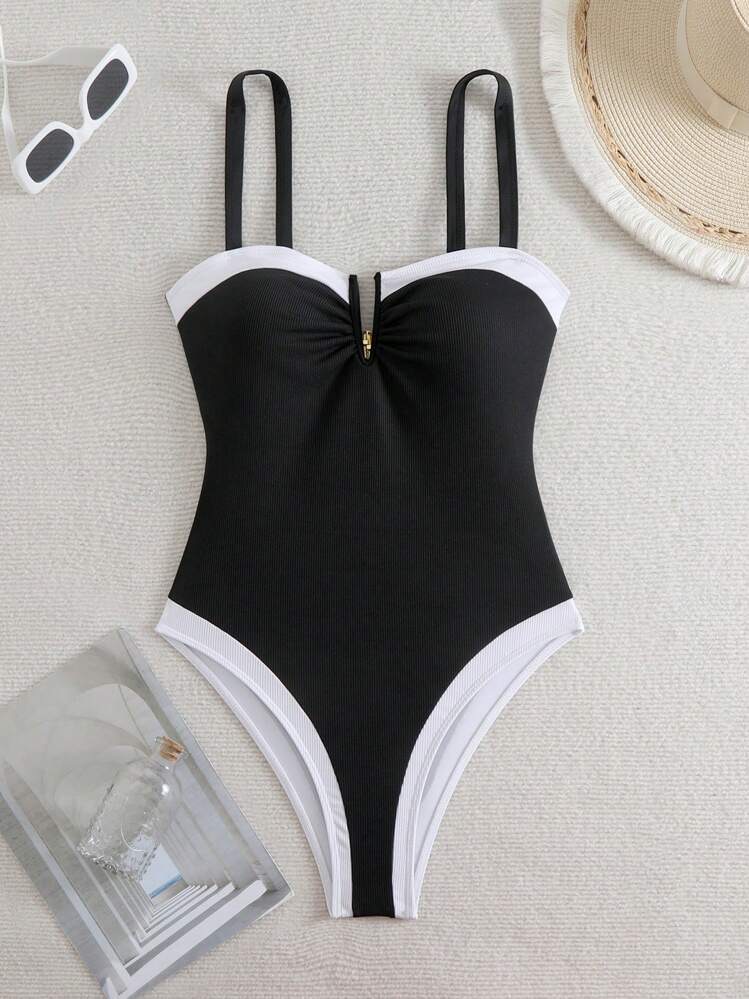 V-Neck Steel Underwire One-Piece Swimsuit Summe, foto 6