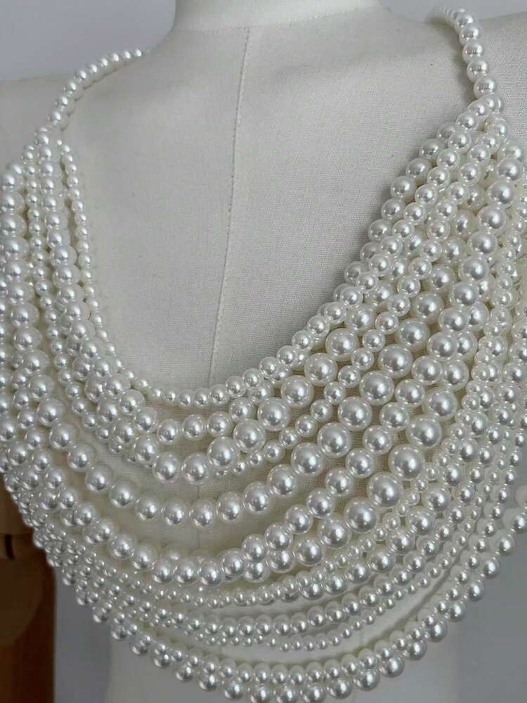 1pc High-Quality Luxury Multi-Layer Pearl Camisole Top, Handmade Knotted, foto 3