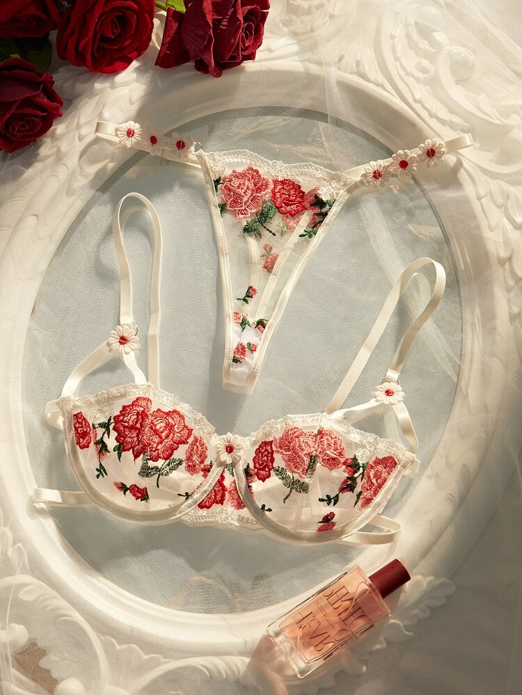 Gorgeous Embroidered Sexy Bra And Panty Lingerie Set, foto 5