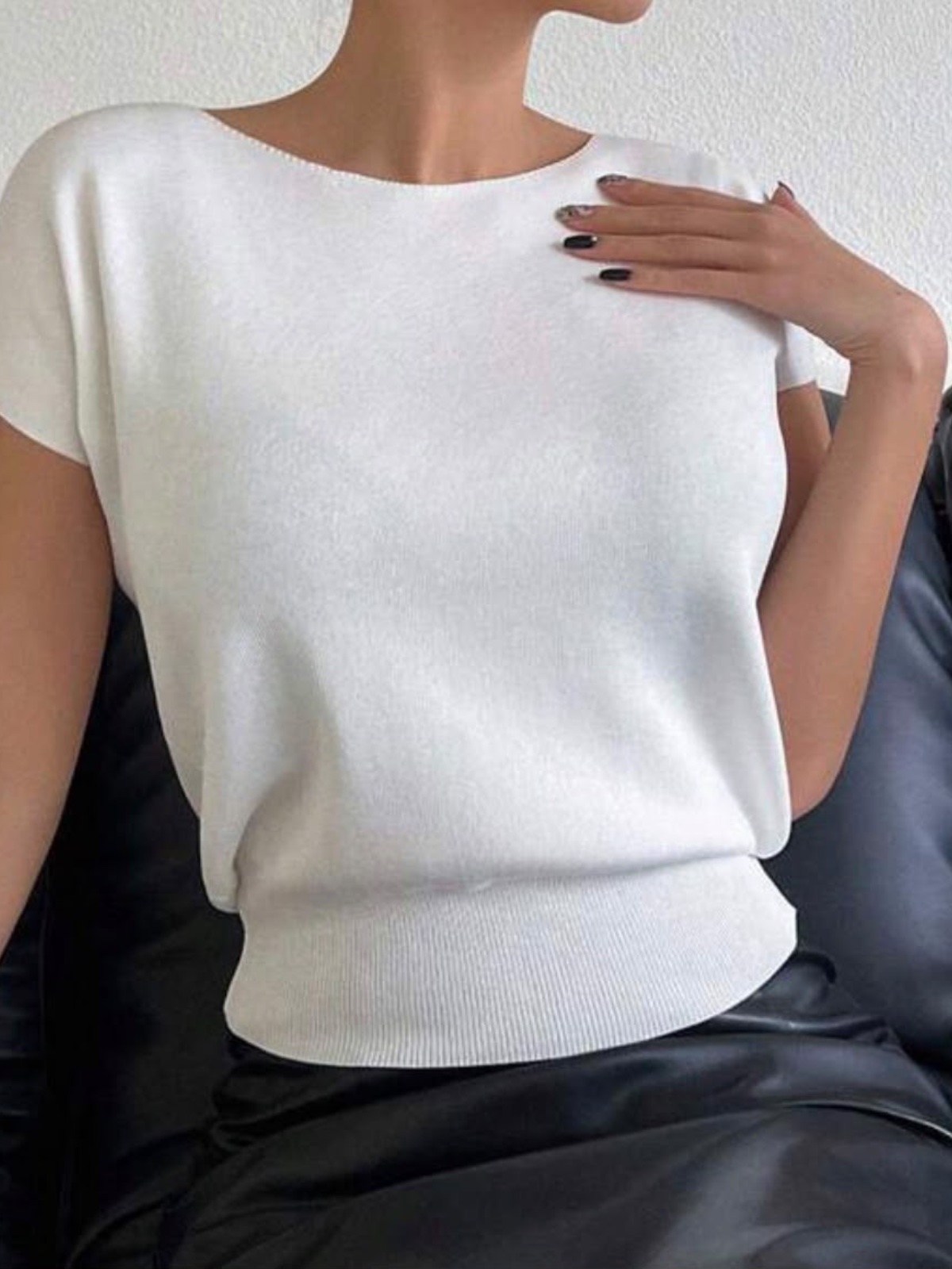 Blusa de punto de manga corta elegante,ropa de otoño. en , talla Talla Única